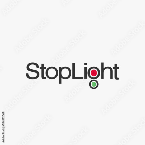 word mark stoplight logo vector template on white background, traffic light sign logo
