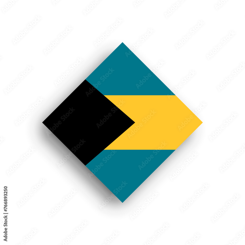 Bahamas flag - rhombus shape icon with dropped shadow isolated on white background Bahamas flag - rhombus shape icon with dropped shadow isolated on white background