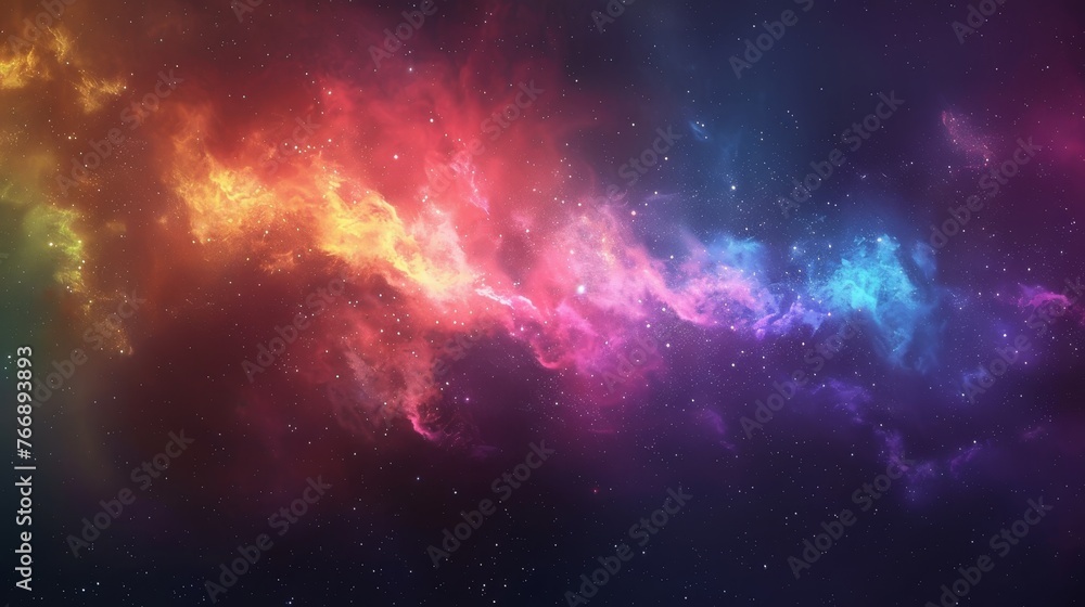 Vivid Nebula and Star Cluster A vibrant and colorful nebula - obrazy, fototapety, plakaty 