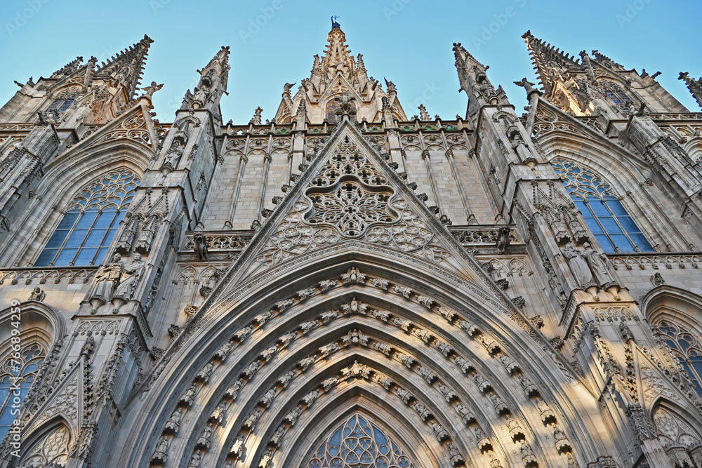 Fototapeta premium Barcellona, la Cattedrale della Santa Croce e di Santa Eulalia - Catalogna, Spagna