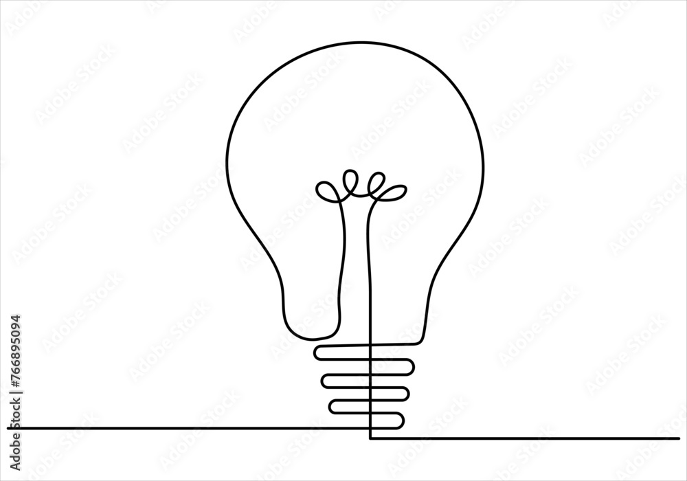 Continuous one line drawing of light bulb out line vector art illustration Continuous one line drawing of light bulb out line vector art illustration