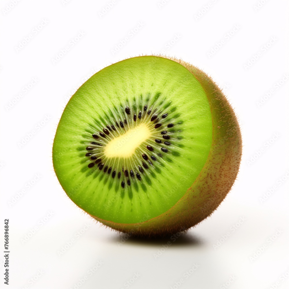 Green kiwi fruit placed on a pure white background Green kiwi fruit placed on a pure white background