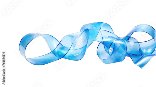 Sky Blue ribbon for birthday isolated transparent Background PNG photo
