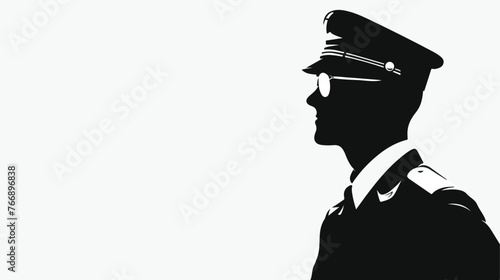 Pilot silhouette. Male pilot black icon on white background