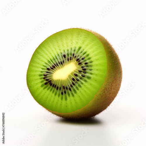 Green kiwi fruit placed on a pure white background