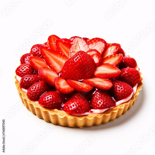 A strawberry tart on a white background photo