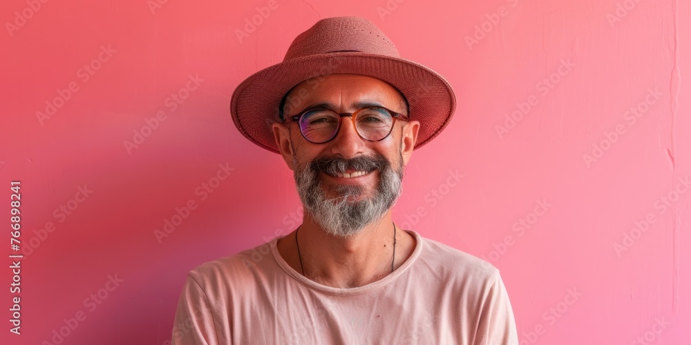 Joyful South American Man with Hat Smiling Joyful South American Man with Hat Smiling