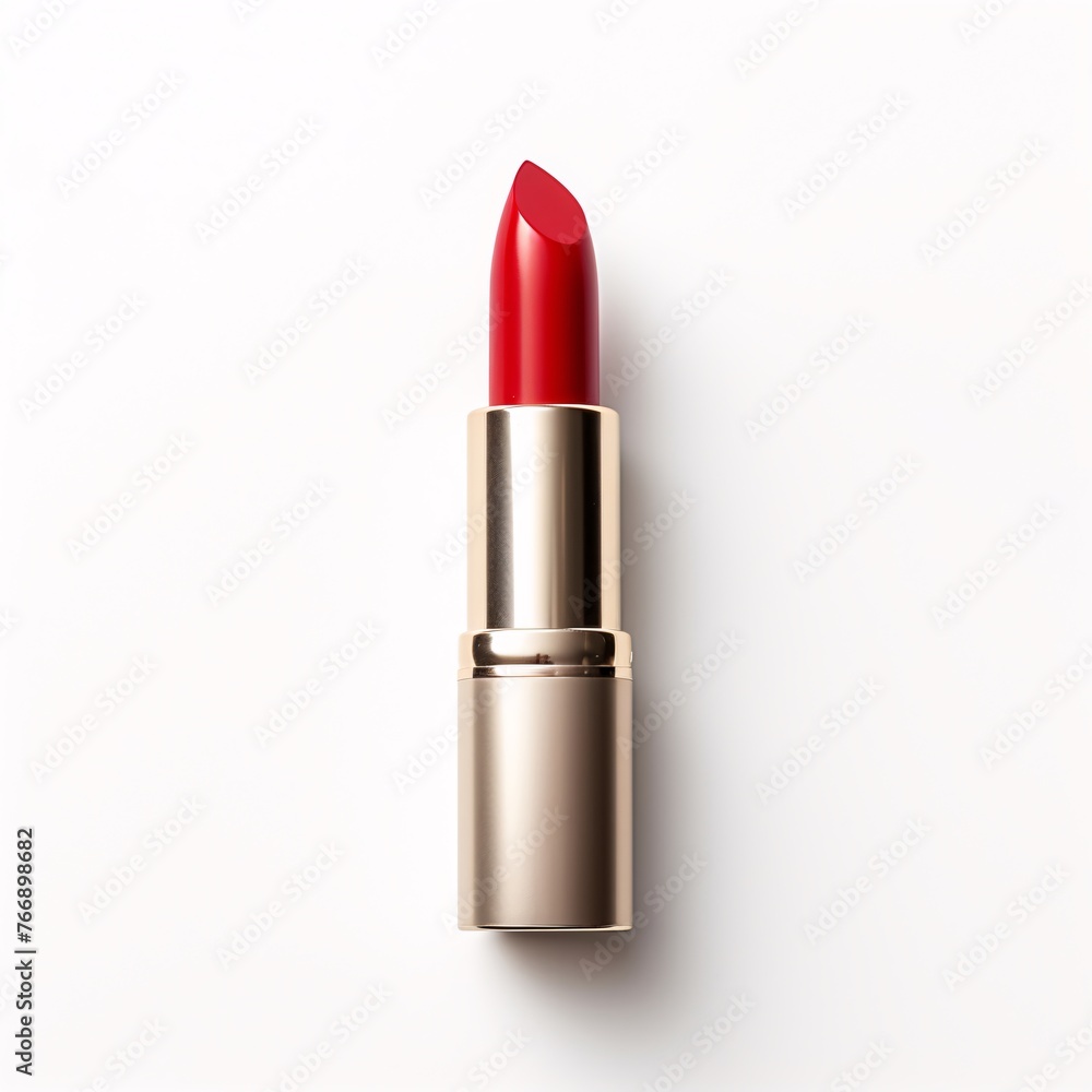 Red lipstick tube on a white surface Red lipstick tube on a white surface