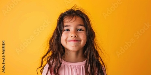 Joyful South American Girl on Yellow