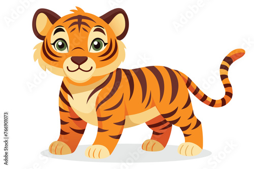 Fototapeta Naklejka Na Ścianę i Meble -   Baby tiger Animal flat vector illustration on white background
