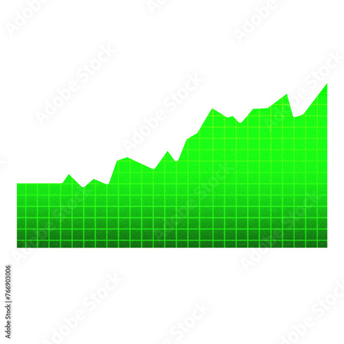 Isolated green growth graph with transparent background. Stock market growing green graph png 