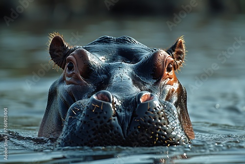 Hippopotamus: Enormous Size and Semi-Aquatic Herbivores © desinko