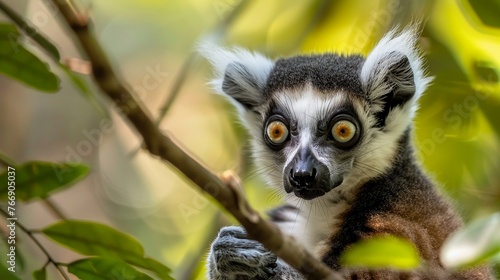 Ring-tailed lemur (Lemur catta) on a tree.