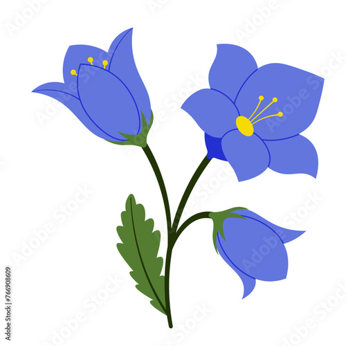 Fototapeta Naklejka Na Ścianę i Meble -  Blue Bell Spring Blossom Flowers Illustration