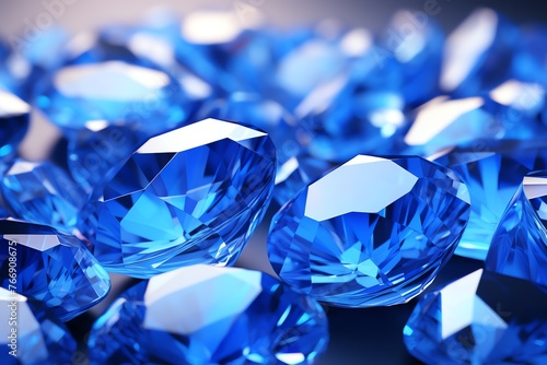 a group of blue gemstones