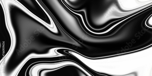Abstract flowing liquid curve line. Silver black metallic. Modern fluid background. Black and silver background. Beautiful Marbling liquify.
