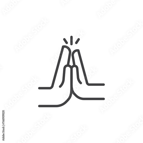 Two hands high five line icon