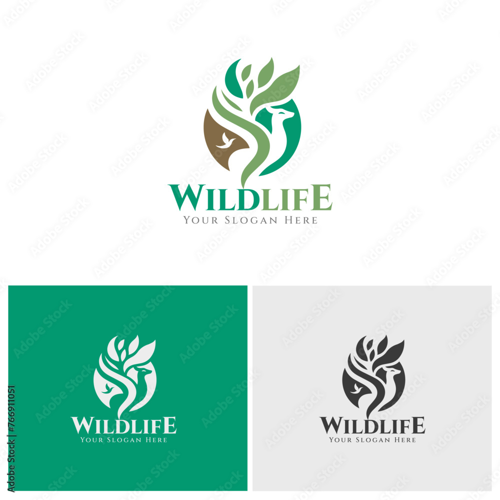 Wildlife logo design with a combination of green, suitable for a nature lover community logo