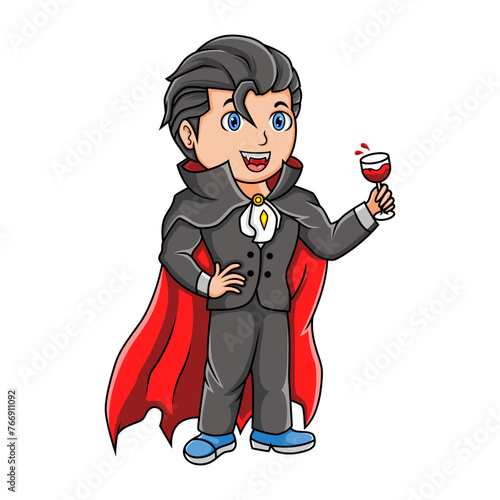 cartoon dracula boy on white background