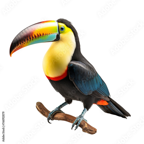 toucan on a branch isolated on transparent background
