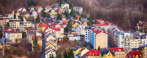 Karlovy Vary aerial panorama view, Czech Republic © Nataliya
