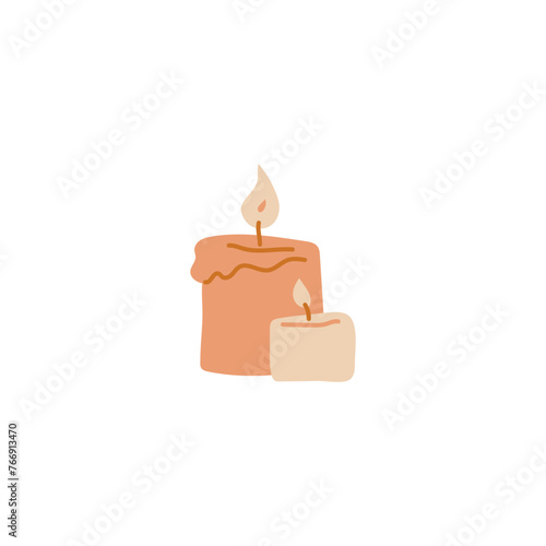 Burning candles with dripping or flowing wax vector illustration, cartoon glowing lit paraffin candles with fire flame