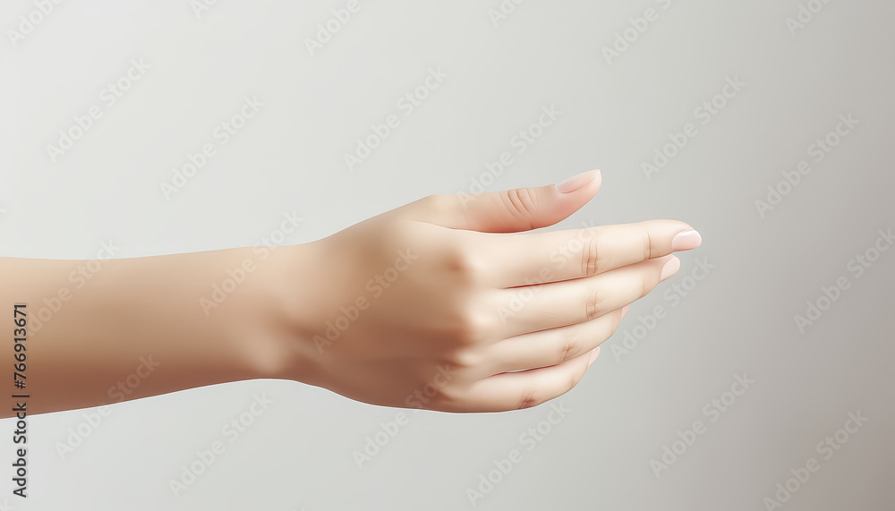 A hand is shown with a white background