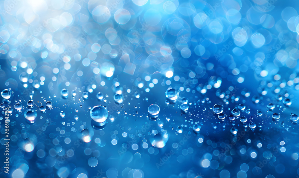 Close-up of refreshing water drops on a blue background Close-up of refreshing water drops on a blue background