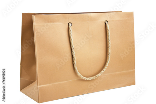 A plain rectangular landscape sized brown paper shopping bag. on transparency background PNG