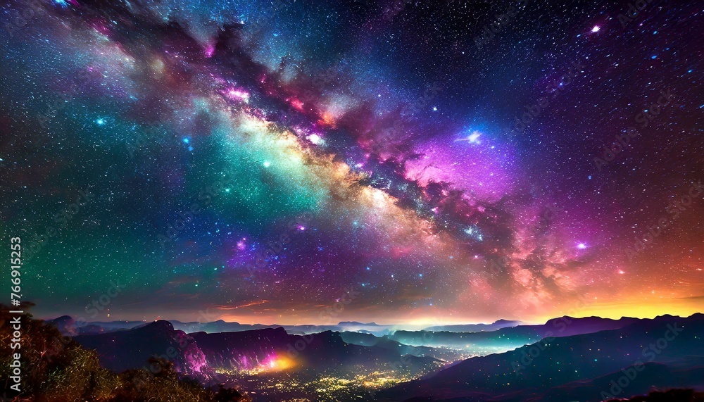 Fototapeta premium space, galaxies, nebulae, planets, stars, moon, wallpaper, landscape, planet science, colorful colors