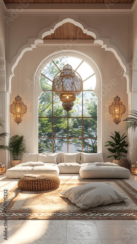 Interior for celebrating the end of Ramadan and the holiday of breaking the fast in Islam and Iftar.