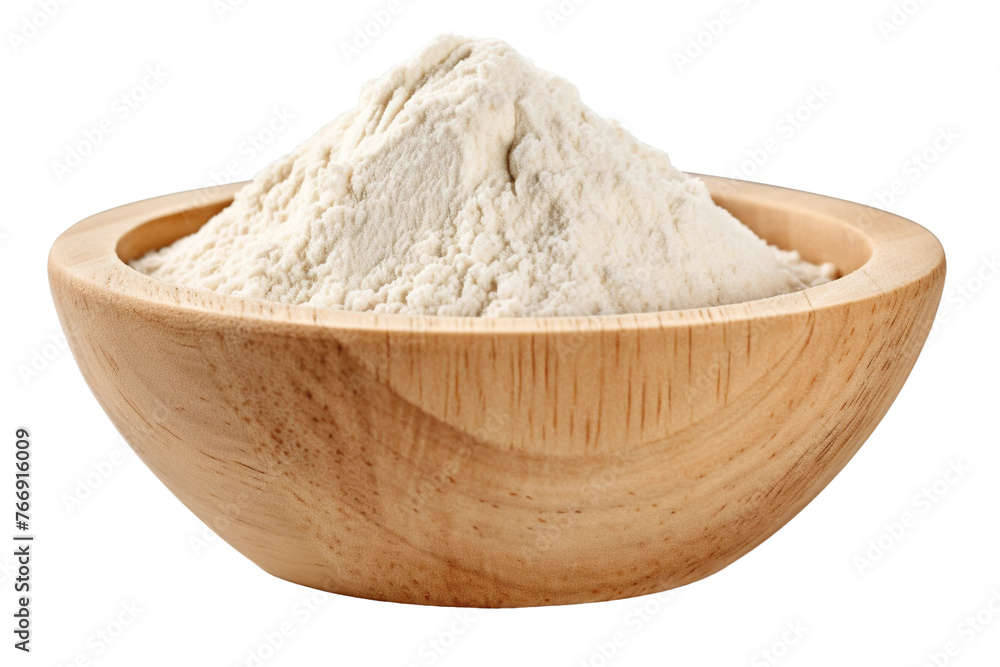 Wooden bowl filled with flour, isolated on empty background. Wooden bowl filled with flour, isolated on empty background.