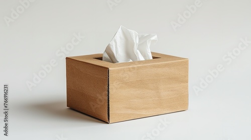 An unadorned, plain tissue box with a white setting adorning craft paper box eco friendly and space, Generative AI.