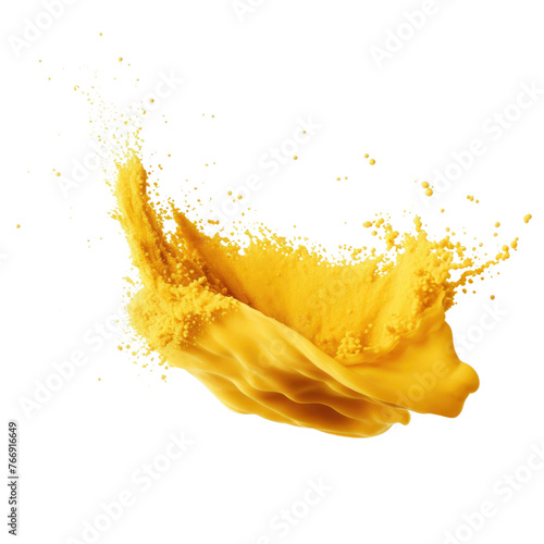 yellow paint powder explosion transparent background