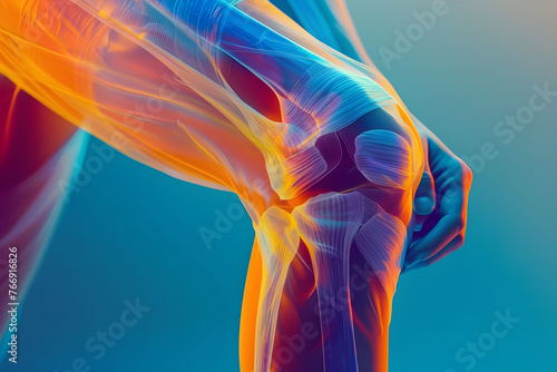 Medical illustration of knee anatomy with focus on knee taping