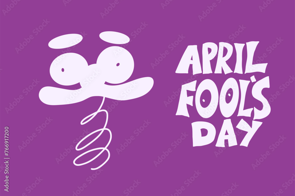 April fools day card. Holiday simple banner. Happy face silhouette vector hand drawn with handwritten text lettering doodle illustration April fools day card. Holiday simple banner. Happy face silhouette vector hand drawn with handwritten text lettering doodle illustration