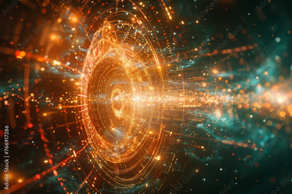 Fototapeta premium A brilliant celestial event, with energetic particles spiraling outward