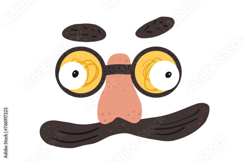 April fools day face mask symbol vector hand drawn flat illustration
