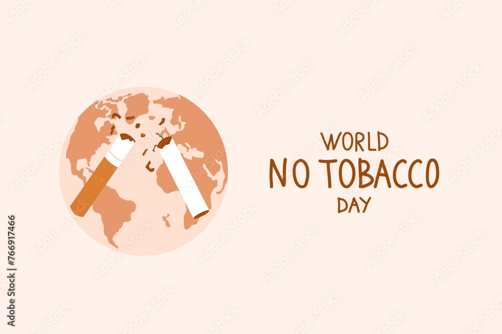 World no tobacco day card. Stop smoking banner. Cigarette and planet Earth sign awareness. World no tobacco day card. Stop smoking banner. Cigarette and planet Earth sign awareness.
