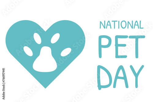 National Pet Day cards set. Domestic animal paw holiday design greeting banner, poster. Awareness about shelter for homeless animals. Vector flat illustration