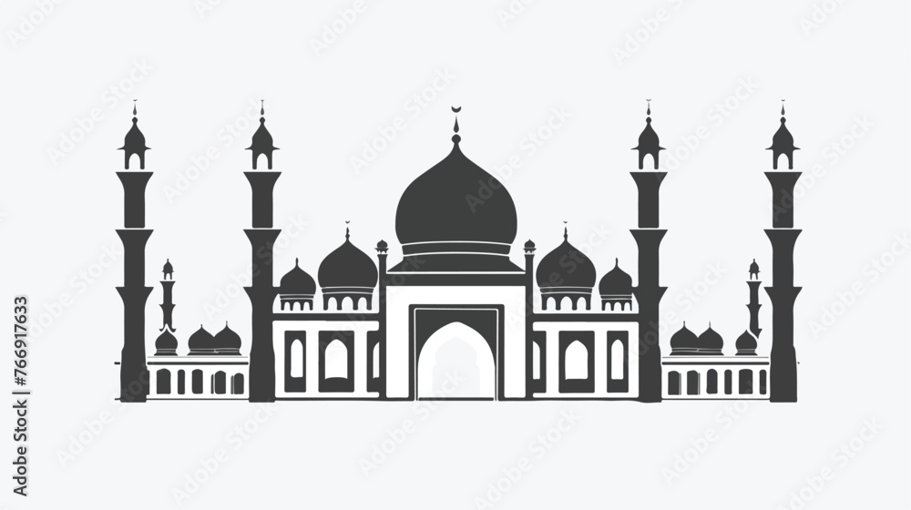 Vector mosque Icon white black flat vector 