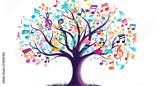 Vector tree with musical notes. vector illustration