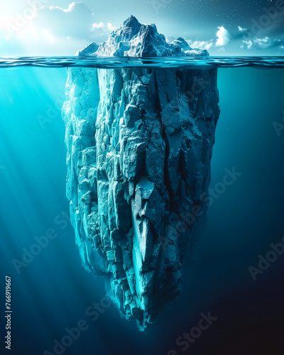 surreal, mystical image of high quality, depicting the tip of an iceberg