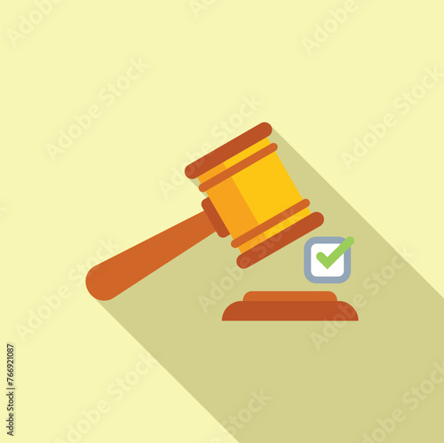 Gavel approved test icon flat vector. Law regulatory company. Control quality