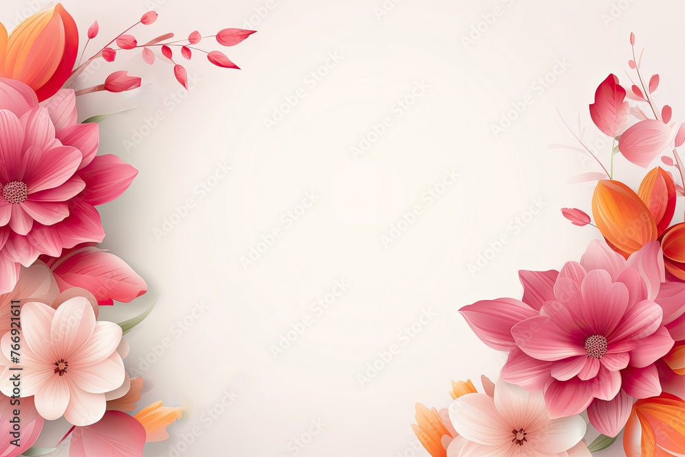 Flowers Frame Border for Happy Mother's Day, Copy Space for Text Message. Perfect Greeting Card Template, Banner, Postcard Background Flowers Frame Border for Happy Mother's Day, Copy Space for Text Message. Perfect Greeting Card Template, Banner, Postcard Background