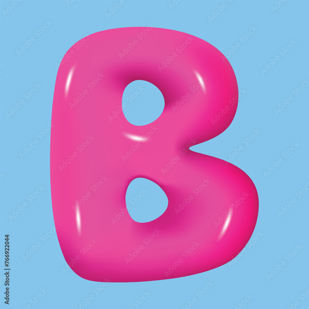 bubble font. glossy 3d pink super bubble font in plastic style. Alphabet font B. inflated balloon letters. trendy english type. realistic vector illustration bubble font. glossy 3d pink super bubble font in plastic style. Alphabet font B. inflated balloon letters. trendy english type. realistic vector illustration