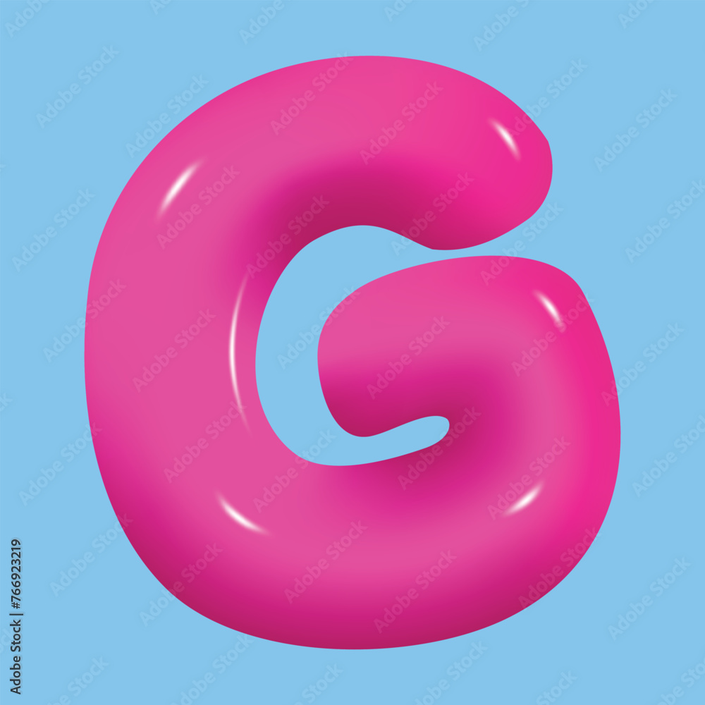 bubble font. glossy 3d pink super bubble font in plastic style. Alphabet font G. inflated balloon letters. trendy english type. realistic vector illustration bubble font. glossy 3d pink super bubble font in plastic style. Alphabet font G. inflated balloon letters. trendy english type. realistic vector illustration