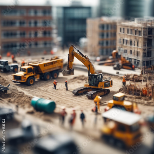 construction site with tilt shift effects