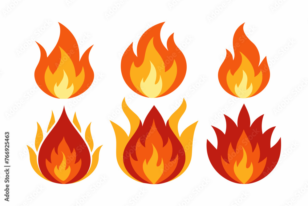 Fire vector icons white background Fire vector icons white background