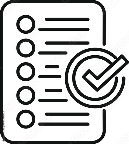 Approved document icon outline vector. Quality product control. Legal internet law